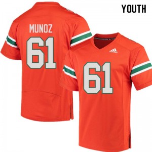 Youth Jacob Munoz Orange Miami College Football #61 Jersey 295883-756