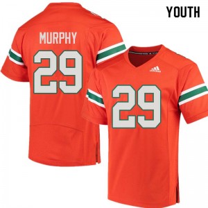Youth James Murphy Orange University of Miami College Football #29 Jersey 998660-805