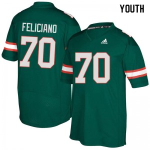 Youth Jon Feliciano Green Miami College Football #70 Jersey 910772-884