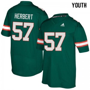 Youth Kai-Leon Herbert Green Miami Hurricanes College Football #57 Jersey 114930-510