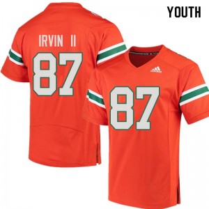 Youth Michael Irvin II Orange Hurricanes College Football #87 Jersey 502753-272