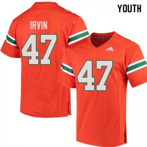 Youth Michael Irvin Orange University of Miami College Football #47 Jersey 220542-108