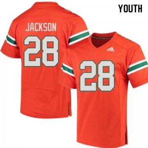 Youth Michael Jackson Orange Miami Hurricanes College Football #28 Jersey 569323-177