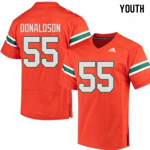 Youth Navaughn Donaldson Orange Miami College Football #55 Jersey 690127-813