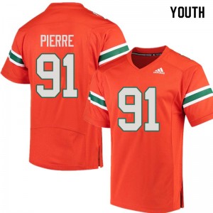 Youth Olsen Pierre Orange Miami College Football #91 Jersey 918685-845