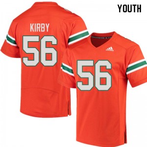 Youth Raphael Kirby Orange Miami Hurricanes College Football #56 Jersey 677372-345