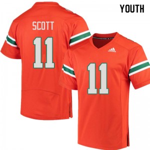 Youth Rashawn Scott Orange Miami Hurricanes College Football #11 Jersey 537960-918
