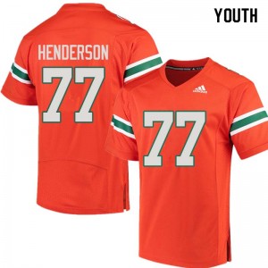 Youth Seantrel Henderson Orange Hurricanes College Football #77 Jersey 842224-120