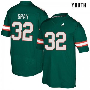 Youth Trayone Gray Green Miami College Football #32 Jersey 928468-804