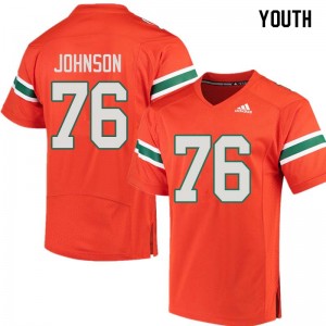 Youth Tre Johnson Orange Miami College Football #76 Jersey 558141-257