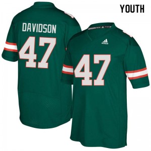 Youth Turner Davidson Green Hurricanes College Football #47 Jersey 649511-844