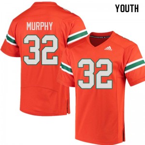 Youth Tyler Murphy Orange University of Miami College Football #32 Jersey 502088-392