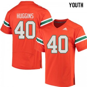 Youth Will Huggins Orange Miami College Football #40 Jersey 822965-304