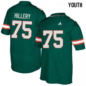 Youth Zalontae Hillery Green Hurricanes College Football #75 Jersey 246092-757