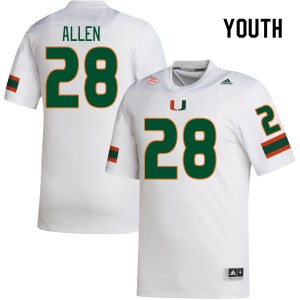 Youth Ajay Allen White Miami College Football #28 Jersey 824238-413