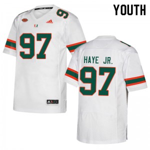 Youth Allan Haye Jr. White Miami College Football #97 Jersey 742386-555