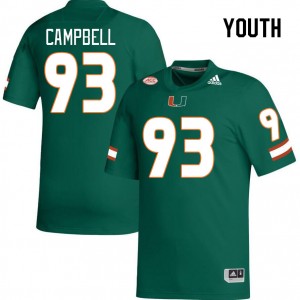 Youth Anthony Campbell Green Hurricanes College Football #93 Jersey 306546-810