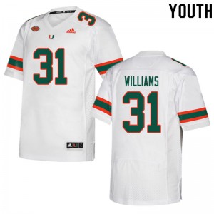 Youth Avantae Williams White University of Miami College Football #31 Jersey 808435-995