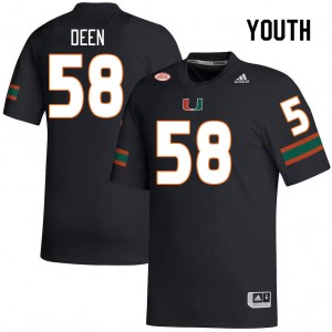 Youth Branson Deen Black Miami College Football #58 Jersey 817888-962