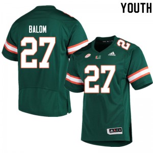 Youth Brian Balom Green Miami College Football #27 Jersey 989417-507