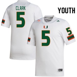 Youth C.J. Clark White University of Miami College Football #5 Jersey 459299-808
