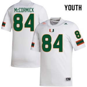Youth Cam McCormick White Hurricanes College Football #84 Jersey 933859-981