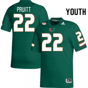 Youth Cam Pruitt Green University of Miami College Football #22 Jersey 227262-671