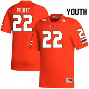 Youth Cam Pruitt Orange Hurricanes College Football #22 Jersey 198641-955