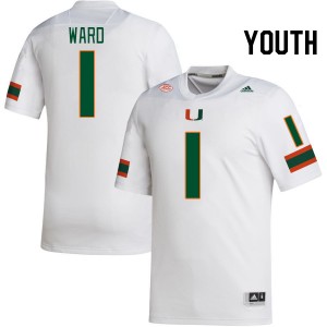Youth Cam Ward White Miami College Football #1 Jersey 514393-120