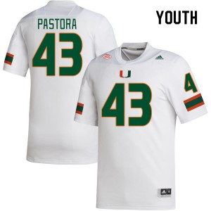 Youth Chris Pastora White Miami College Football #43 Jersey 445567-418