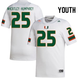 Youth Chris Wheatley-Humphrey White Miami College Football #25 Jersey 385293-287
