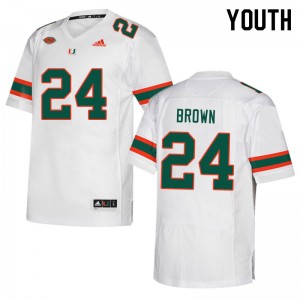 Youth Cody Brown White Miami Hurricanes College Football #24 Jersey 539268-676