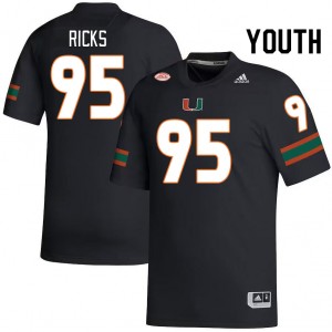 Youth Cooper Ricks Black Miami College Football #95 Jersey 885884-477