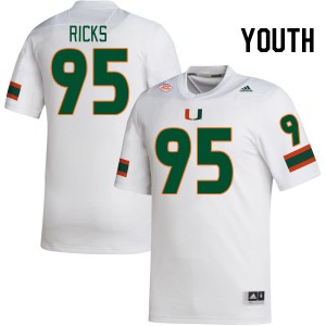 Youth Cooper Ricks White Miami Hurricanes College Football #95 Jersey 358366-773