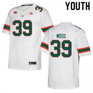 Youth Cyrus Moss White Miami College Football #39 Jersey 641029-712