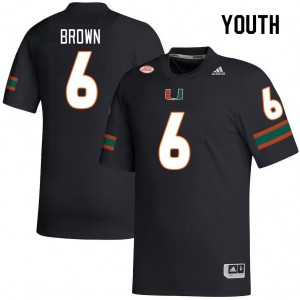 Youth Damari Brown Black Miami College Football #6 Jersey 327713-815