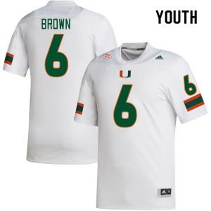 Youth Damari Brown White Miami College Football #6 Jersey 763467-424