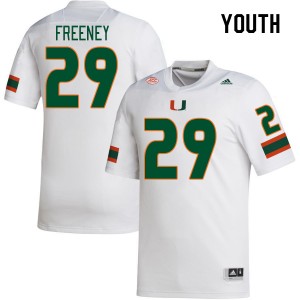 Youth Demetrius Freeney White Hurricanes College Football #29 Jersey 818484-342
