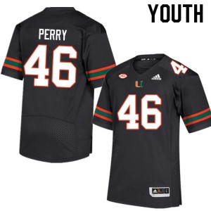 Youth Devon Perry Black Miami Hurricanes College Football #46 Jersey 237623-930