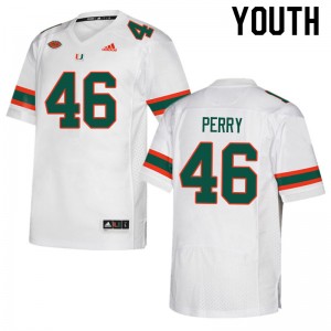 Youth Devon Perry White University of Miami College Football #46 Jersey 583433-648