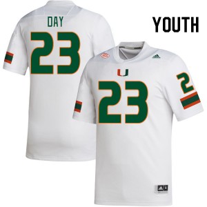 Youth Dylan Day White University of Miami College Football #23 Jersey 977144-110