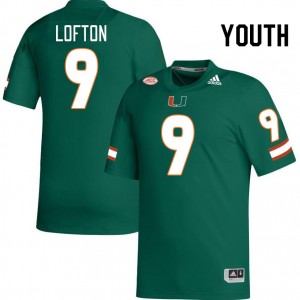 Youth Elija Lofton Green Miami Hurricanes College Football #9 Jersey 843578-213