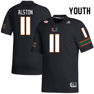 Youth Elijah Alston Black University of Miami College Football #11 Jersey 567565-115