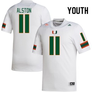 Youth Elijah Alston White Miami Hurricanes College Football #11 Jersey 308372-406