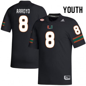 Youth Elijah Arroyo Black Hurricanes College Football #8 Jersey 817009-244