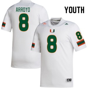 Youth Elijah Arroyo White Miami College Football #8 Jersey 818773-595