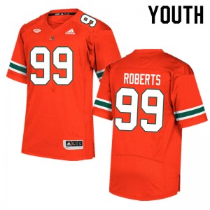Youth Elijah Roberts Orange University of Miami College Football #99 Jersey 136479-825