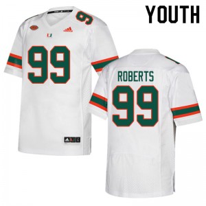 Youth Elijah Roberts White University of Miami College Football #99 Jersey 344076-414