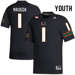 Youth Francisco Mauigoa Black Miami College Football #1 Jersey 866202-124