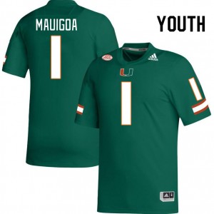 Youth Francisco Mauigoa Green Hurricanes College Football #1 Jersey 927137-164